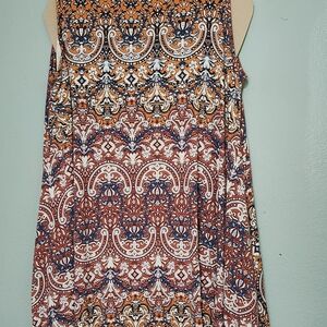 Jones & Co Orange and Blue Sundress Midi